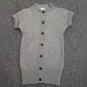 Y2K Gucci Women’s Gray Wool Short Sleeve Cardigan– Size 8, Luxury, Old Money